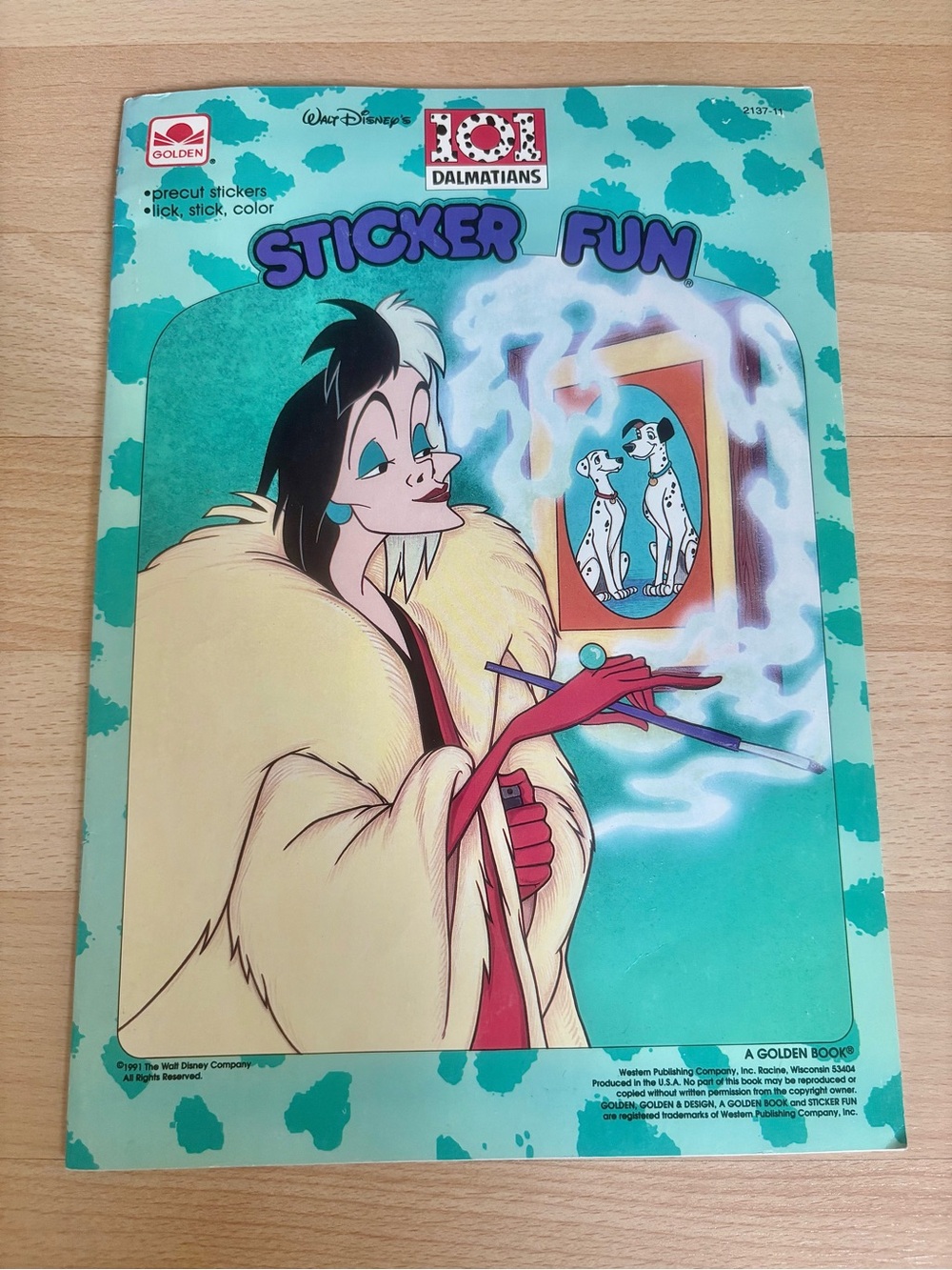 Disney 101 Dalmatians Sticker Fun Coloring Book Golden Cruella 1991 UNUSED